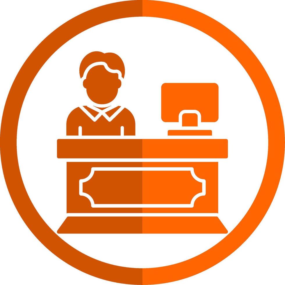 Reception Glyph Orange Circle Icon vector