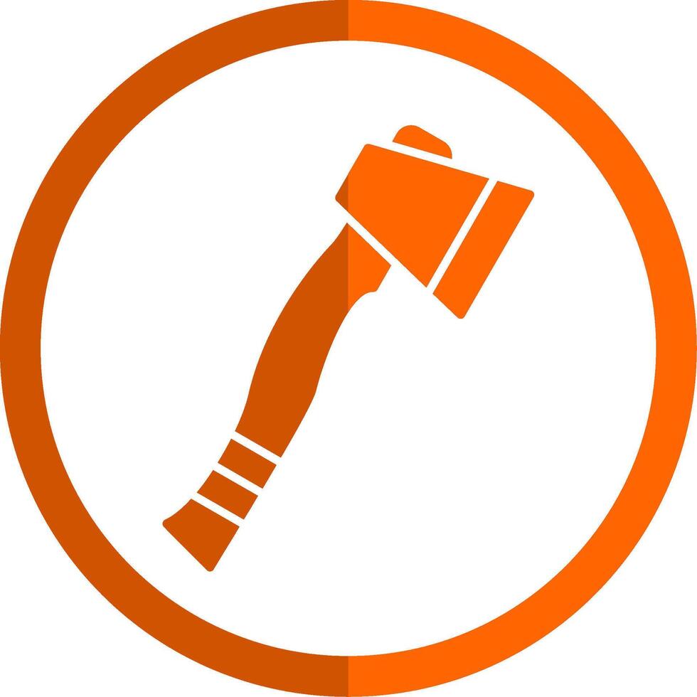 Hatchet Glyph Orange Circle Icon vector