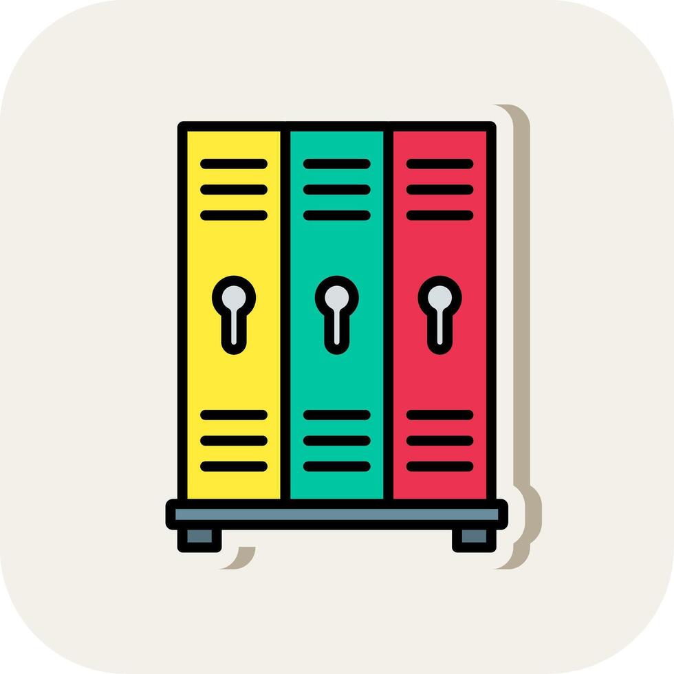 Lockers Line Filled White Shadow Icon vector