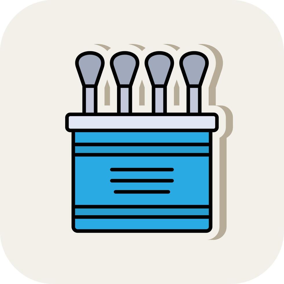 Cotton Swab Line Filled White Shadow Icon vector