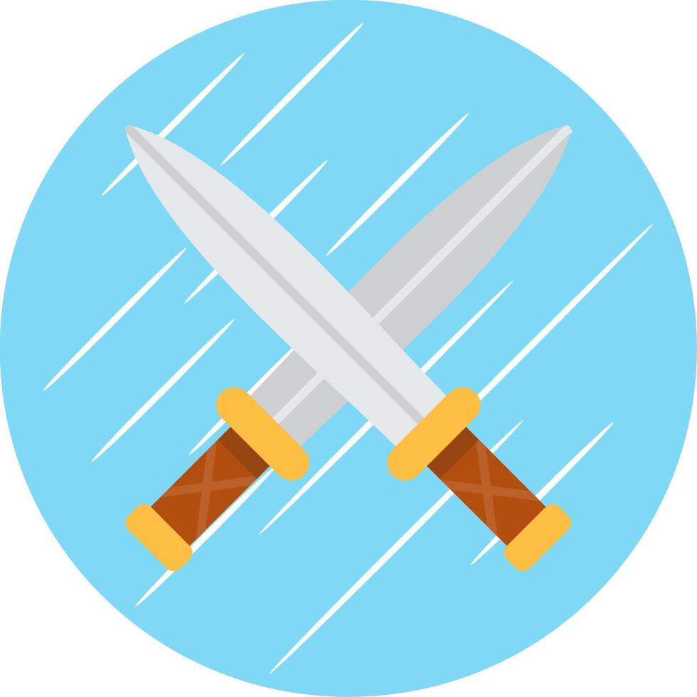 Two Swords Flat Blue Circle Icon vector