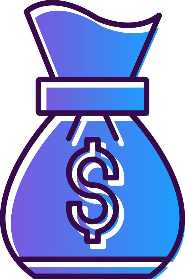 dinero bolso degradado lleno icono vector