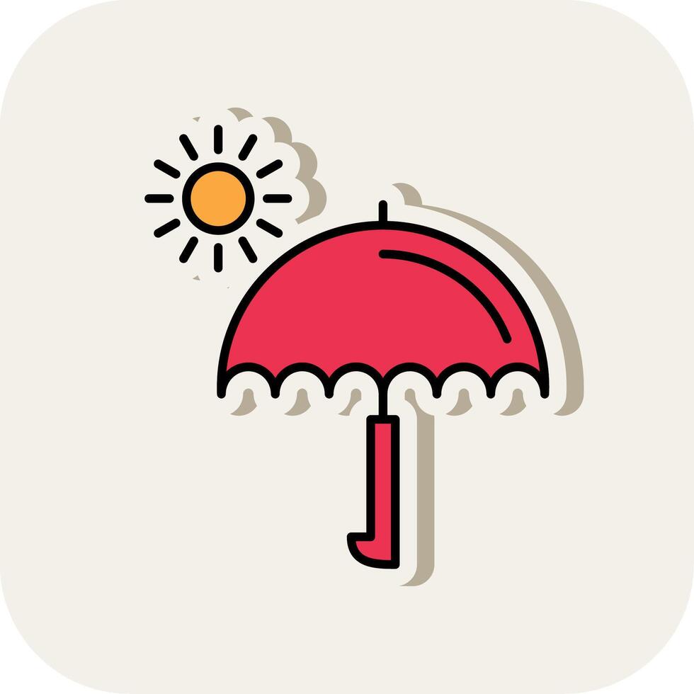 Umbrella Line Filled White Shadow Icon vector