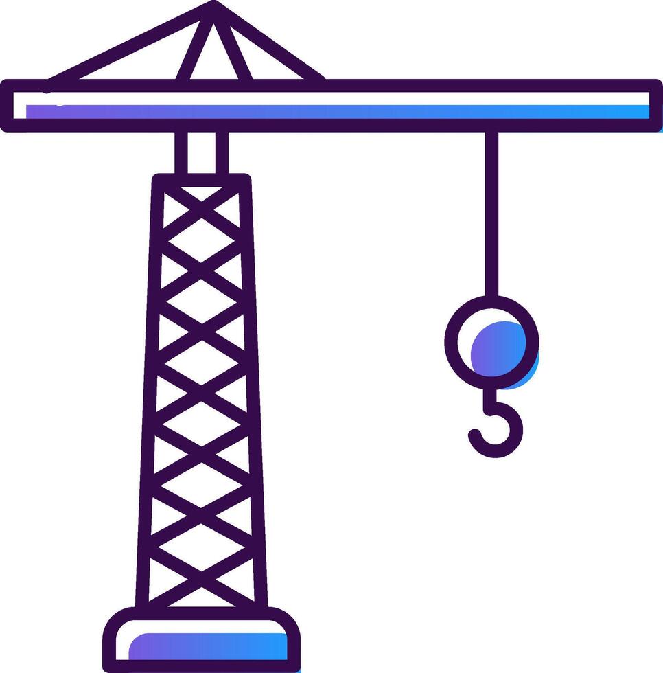 Tower Crane Gradient Filled Icon vector