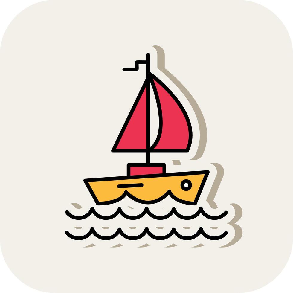 Yacht Line Filled White Shadow Icon vector