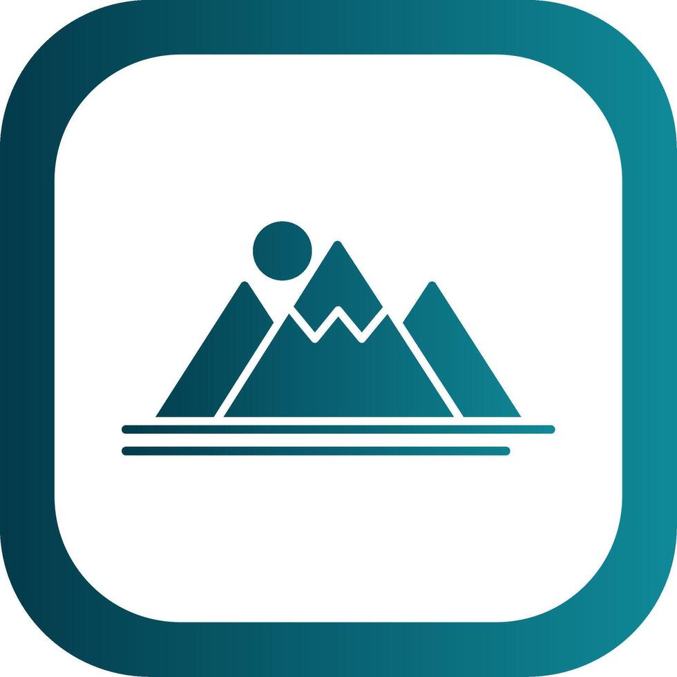 Mountain Glyph Gradient Round Corner Icon vector