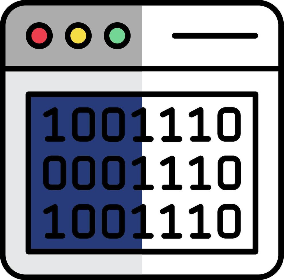Binary Code Filled Half Cut Icon vector