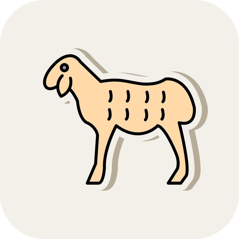 Sheep Line Filled White Shadow Icon vector