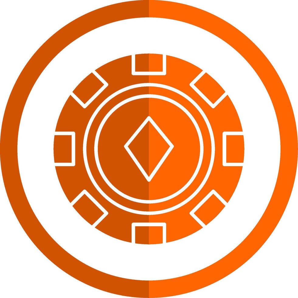 póker chip glifo naranja circulo icono vector