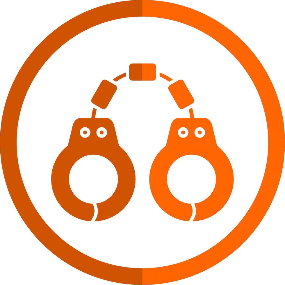 Handcuffs Glyph Orange Circle Icon vector