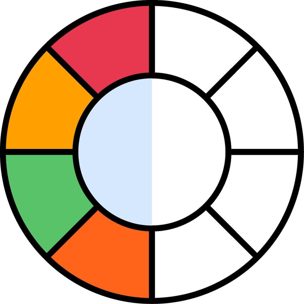 Color Wheel Filled Half Cut Icon vector