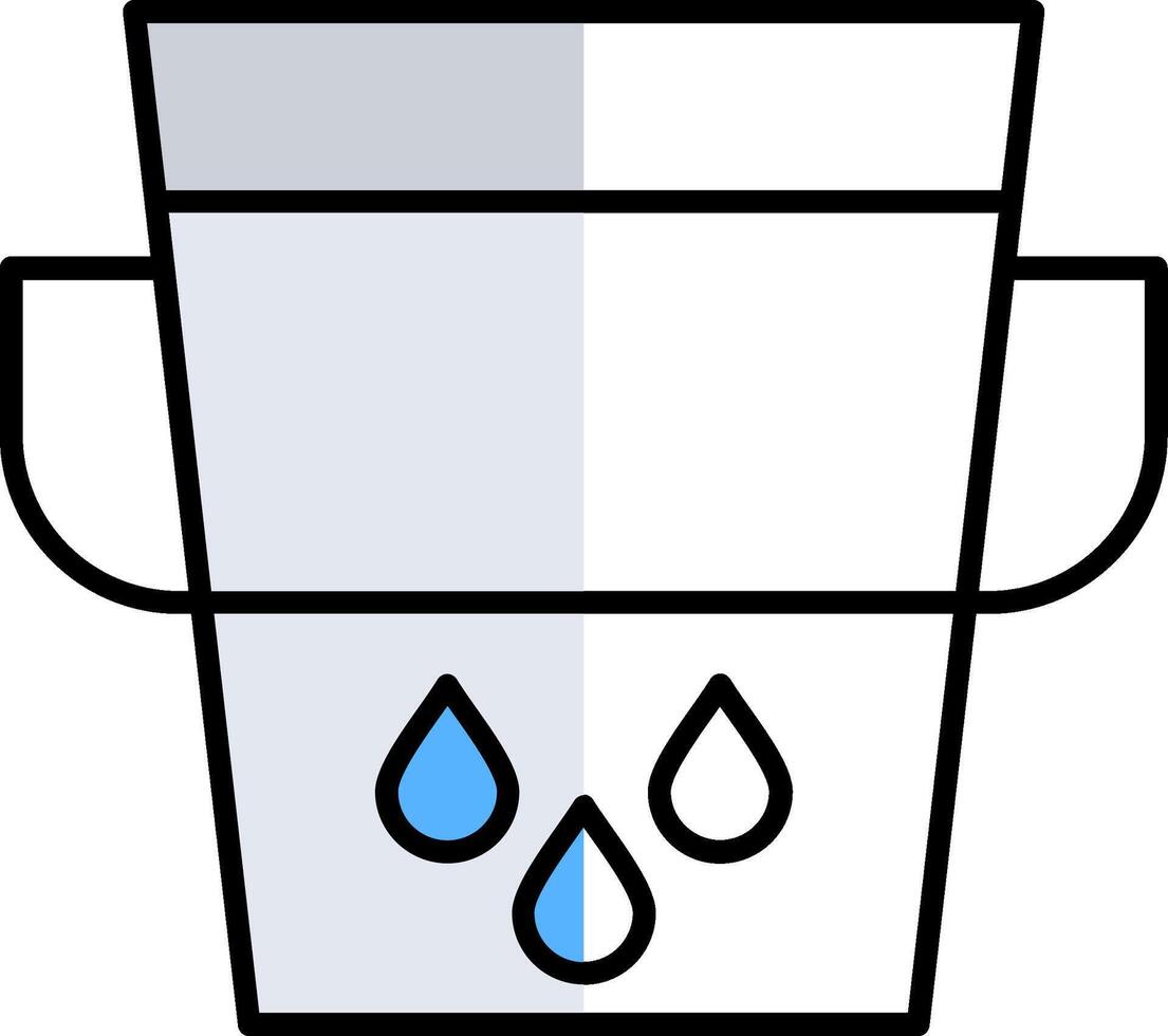 Water Bucket Filled Half Cut Icon vector