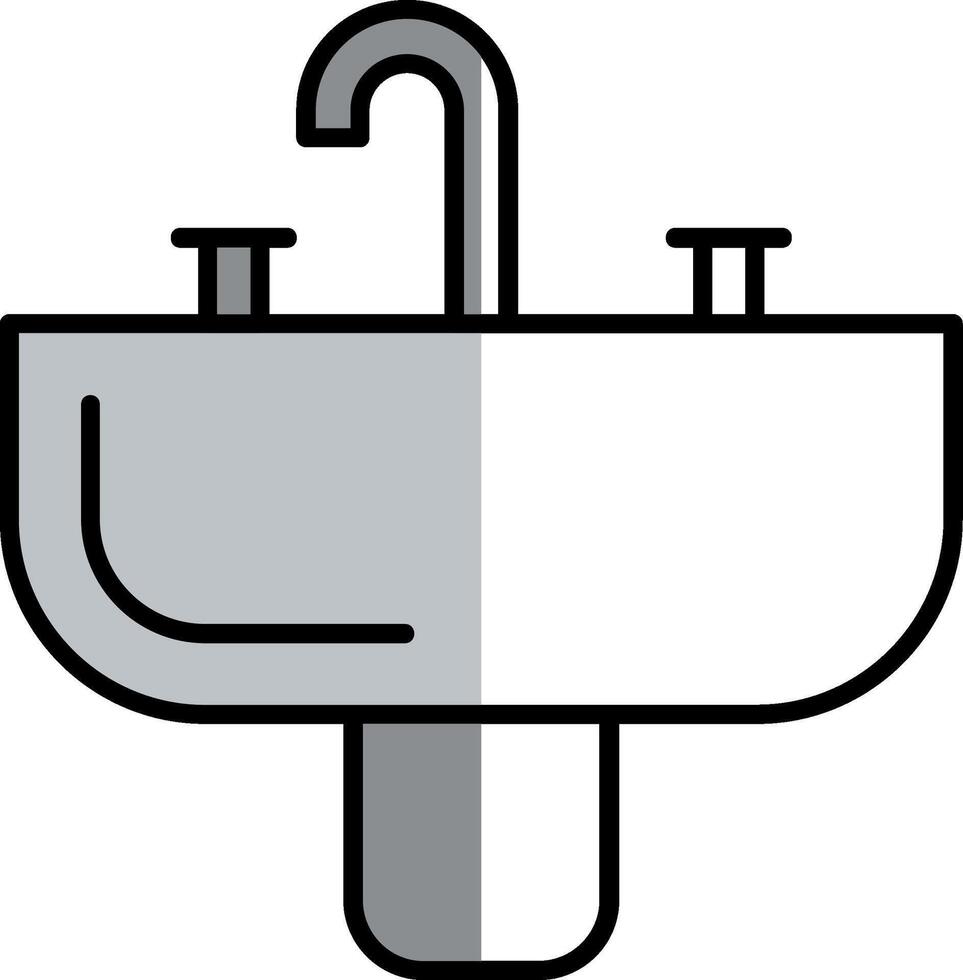 lavabo lleno medio cortar icono vector