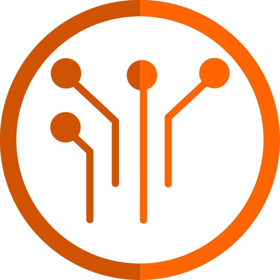 Electronic Circuit Glyph Orange Circle Icon vector