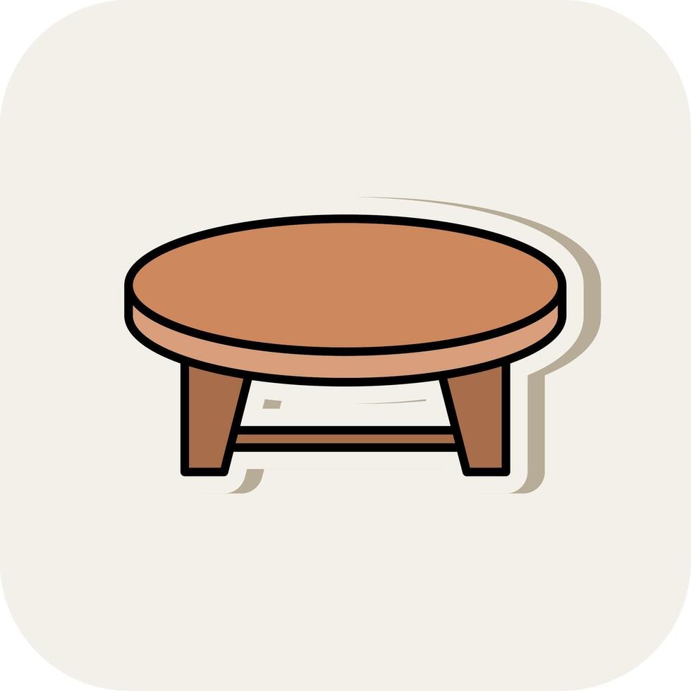 Coffee Table Line Filled White Shadow Icon vector