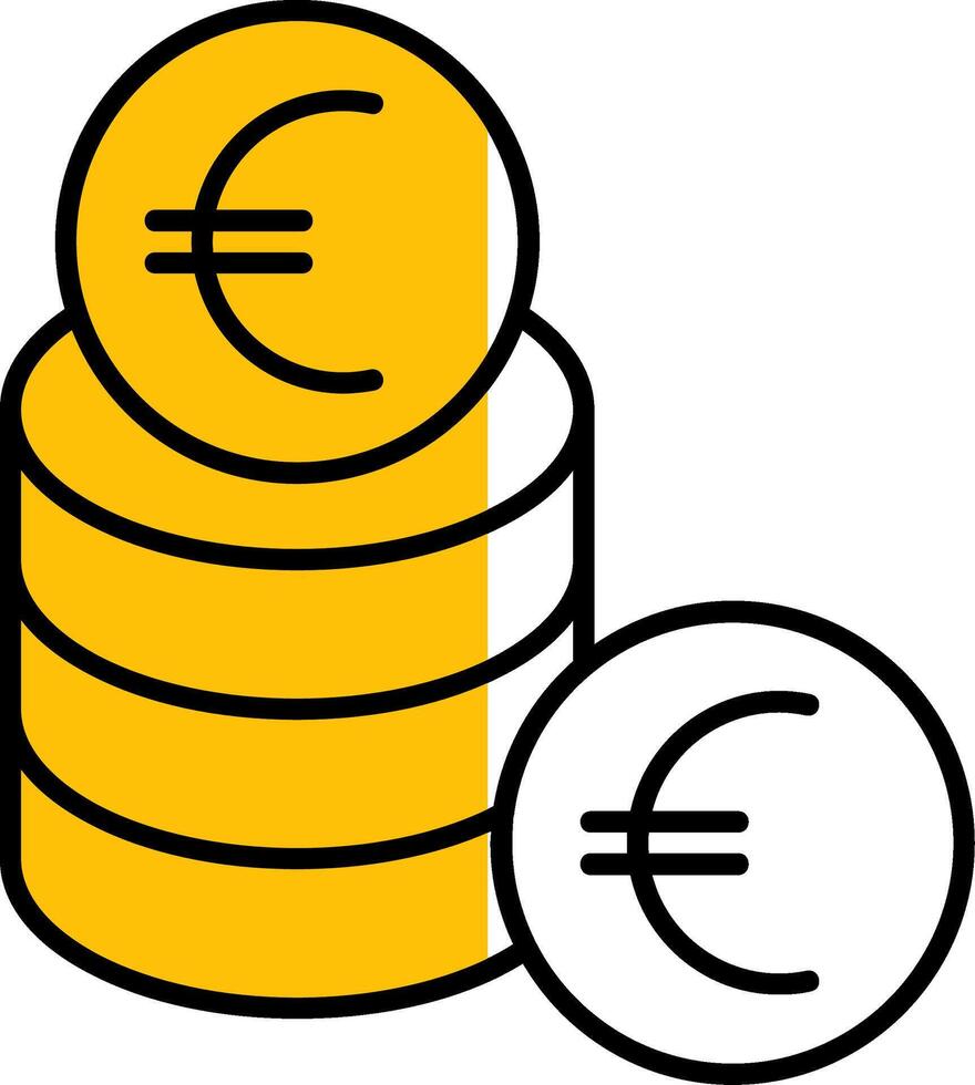euro lleno medio cortar icono vector