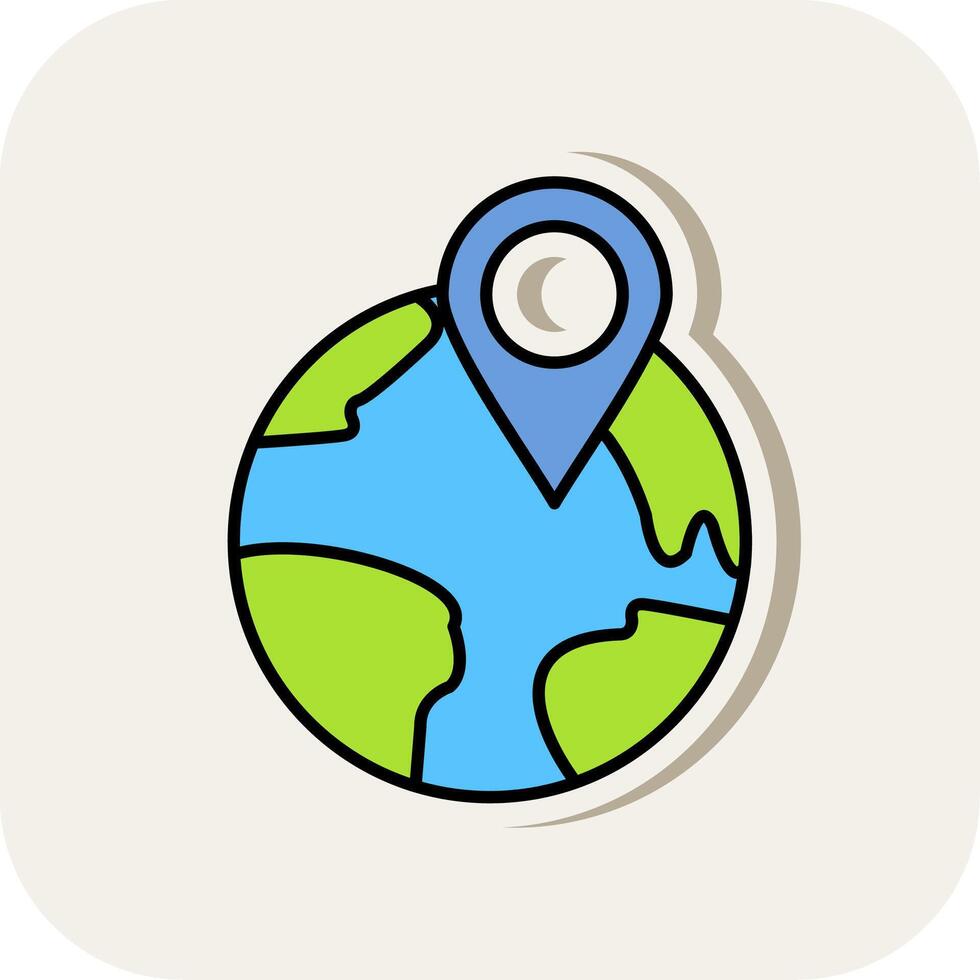 Location Pin Line Filled White Shadow Icon vector