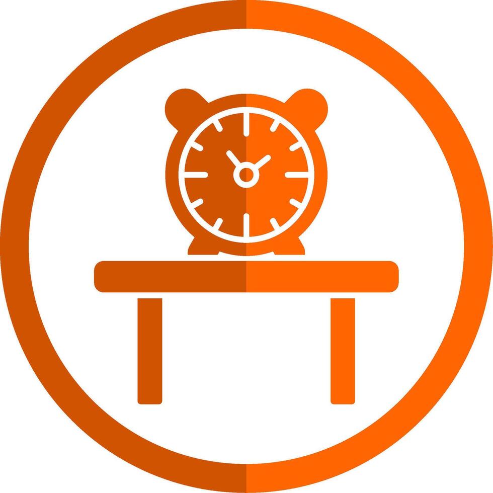 mesa reloj glifo naranja circulo icono vector