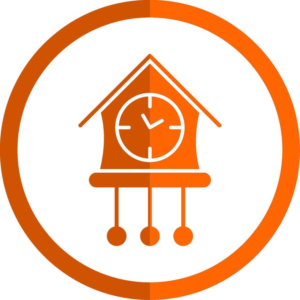 cuco reloj glifo naranja circulo icono vector