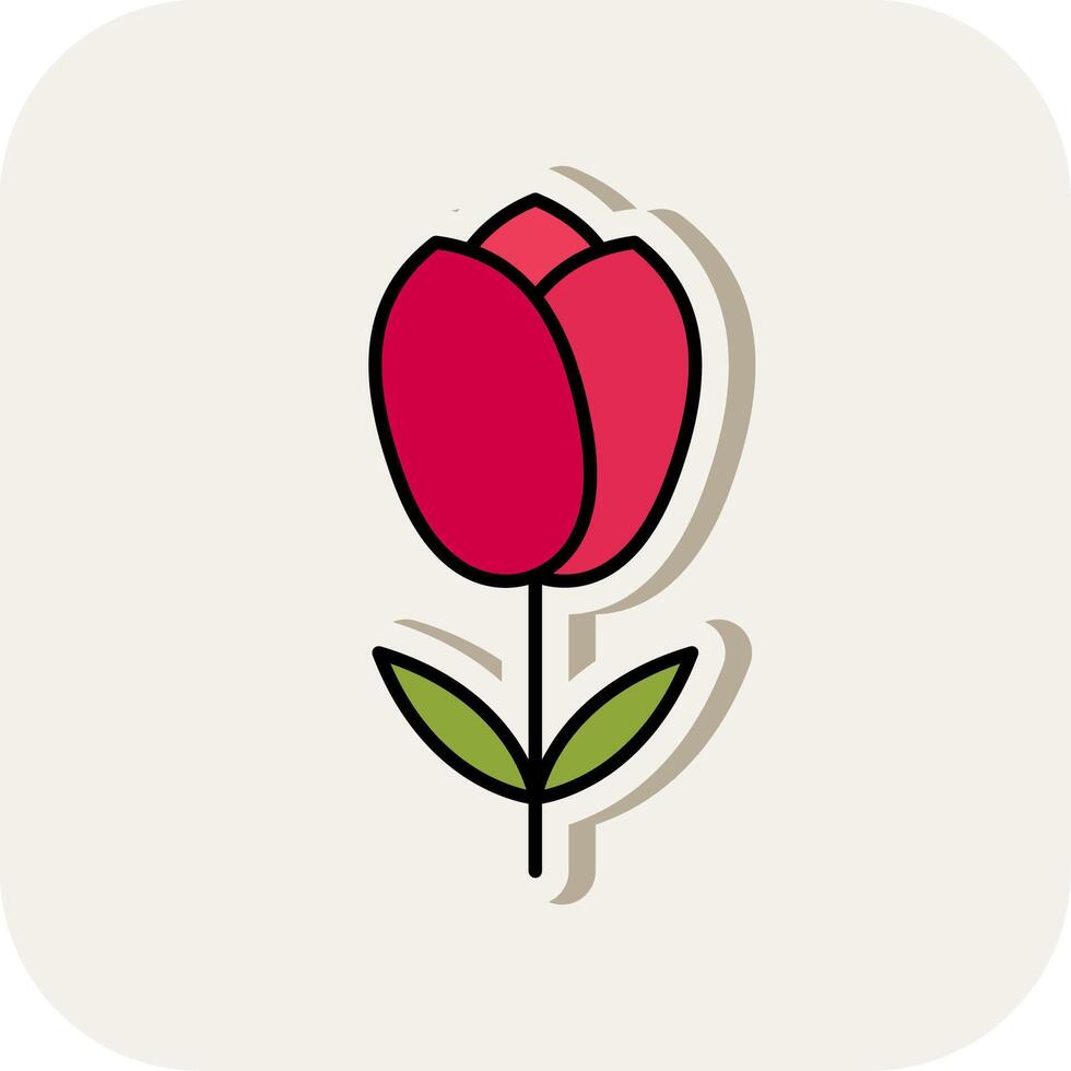 Tulip Line Filled White Shadow Icon vector