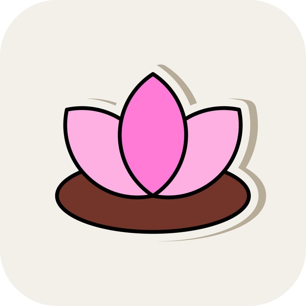 Lotus Line Filled White Shadow Icon vector