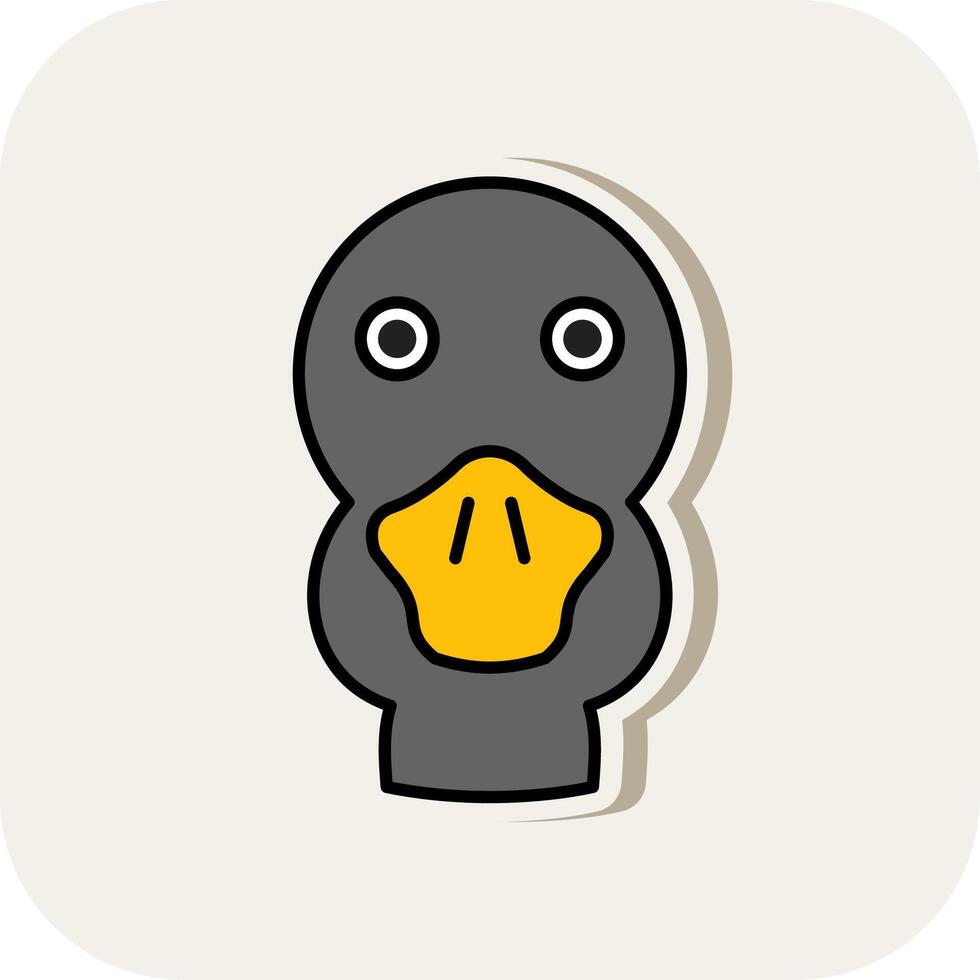 Duck Line Filled White Shadow Icon vector