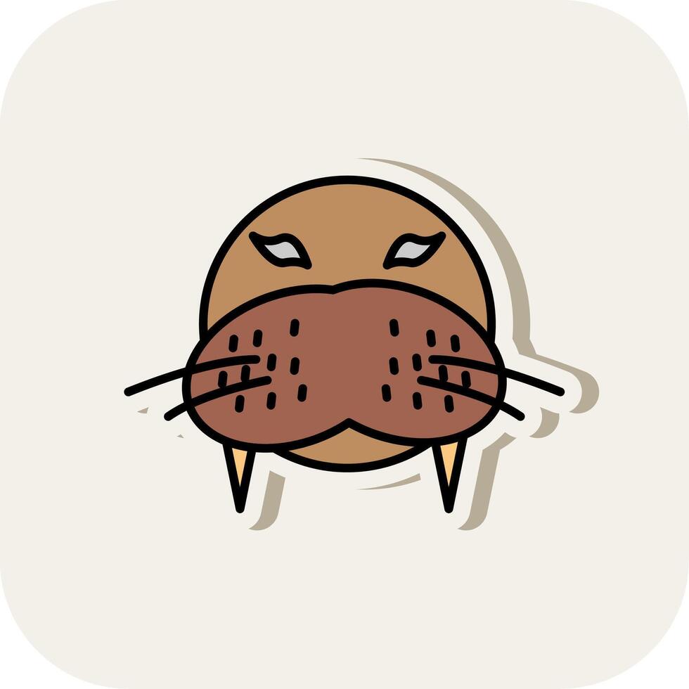 Walrus Line Filled White Shadow Icon vector