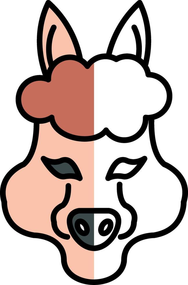 alpaca lleno medio cortar icono vector