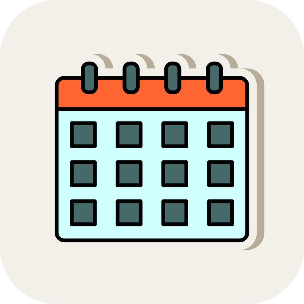 Calendar Line Filled White Shadow Icon vector