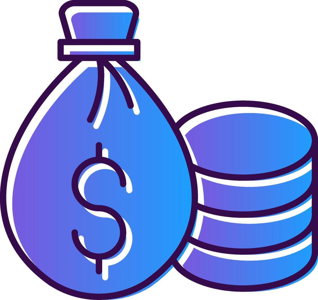 Money Bag Gradient Filled Icon vector
