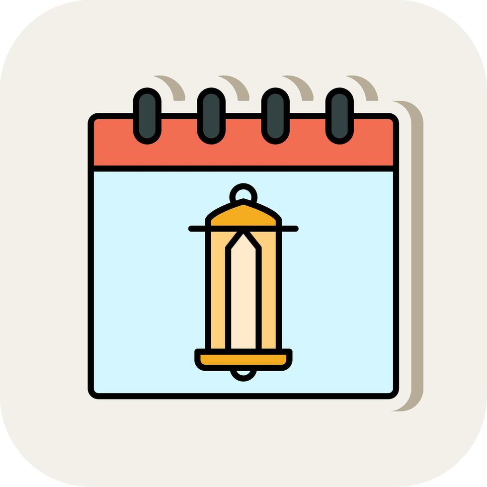 Calendar Line Filled White Shadow Icon vector