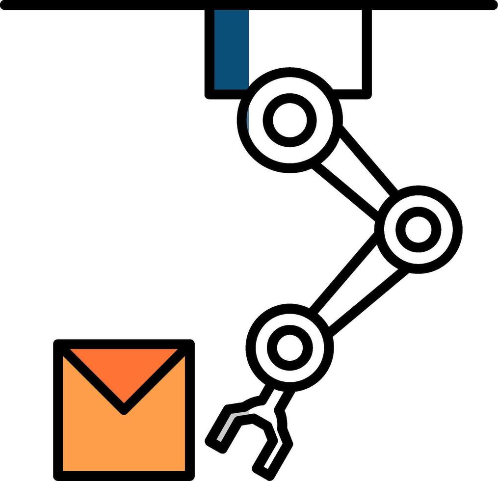 Industrial Robot Filled Half Cut Icon vector