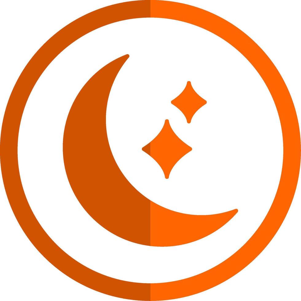 Moon Glyph Orange Circle Icon vector