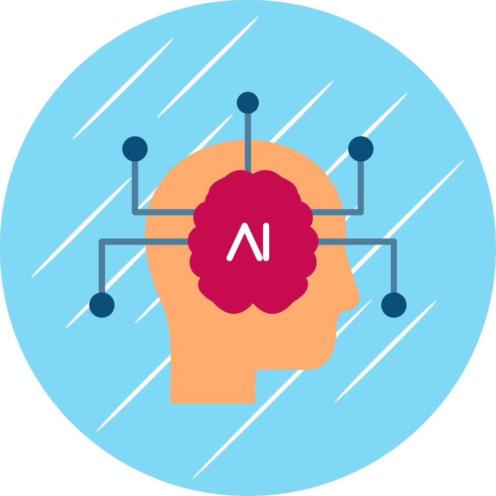 Artificial Intelligence Flat Blue Circle Icon vector