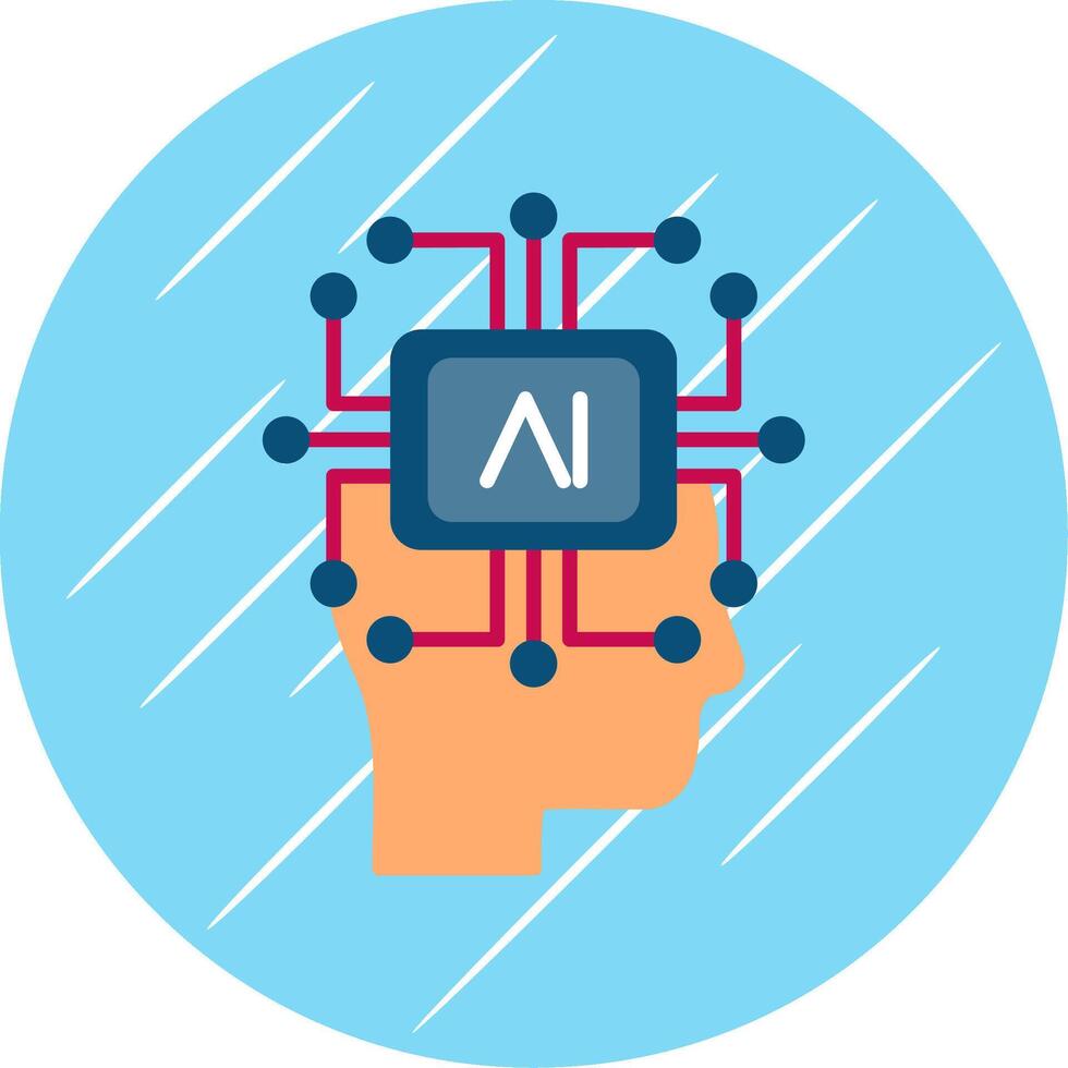 Artificial Intelligence Flat Blue Circle Icon vector