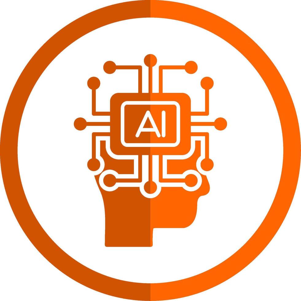 Artificial Intelligence Glyph Orange Circle Icon vector