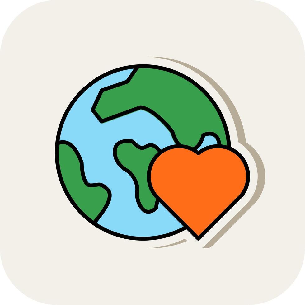 Earth Line Filled White Shadow Icon vector