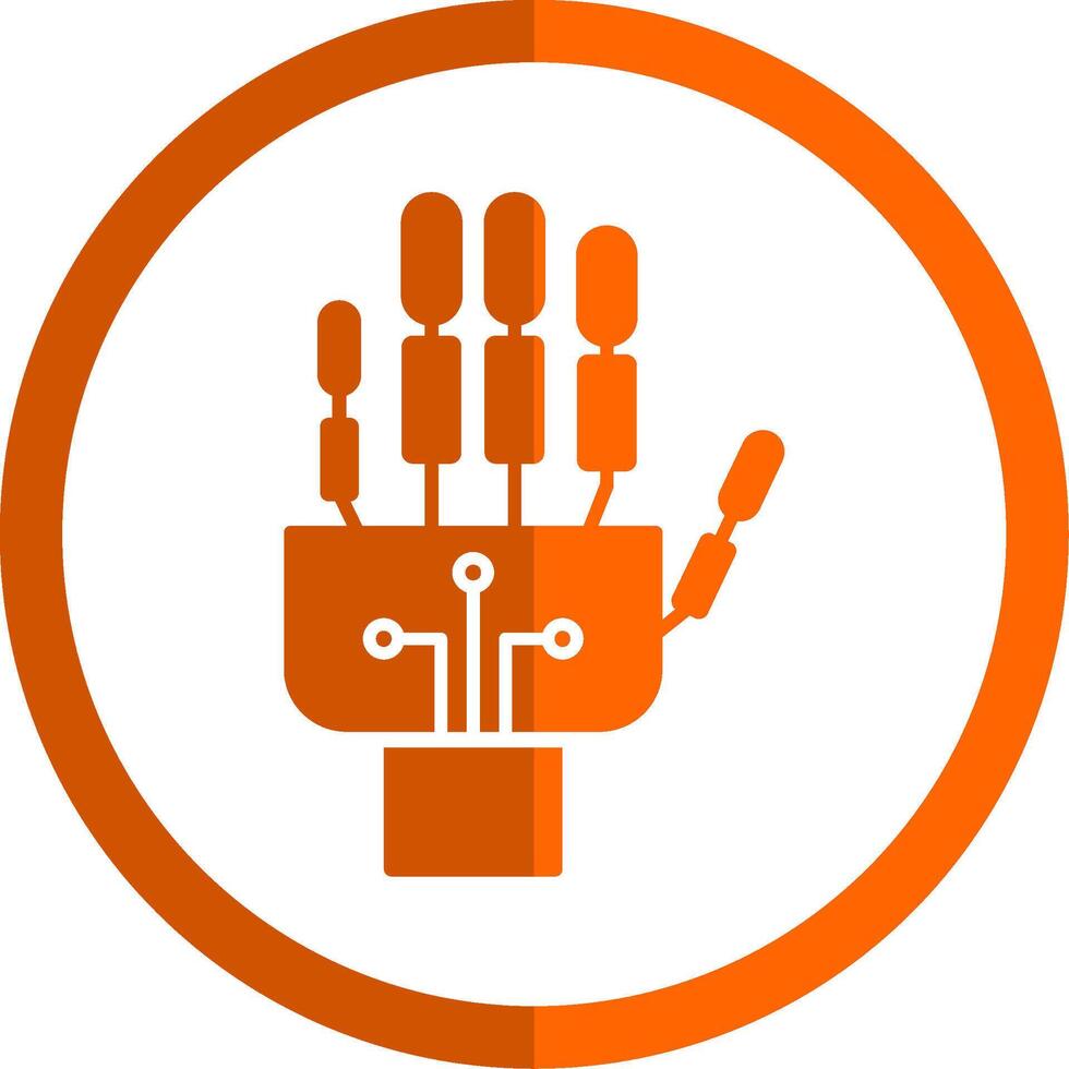 Robotics hand Glyph Orange Circle Icon vector