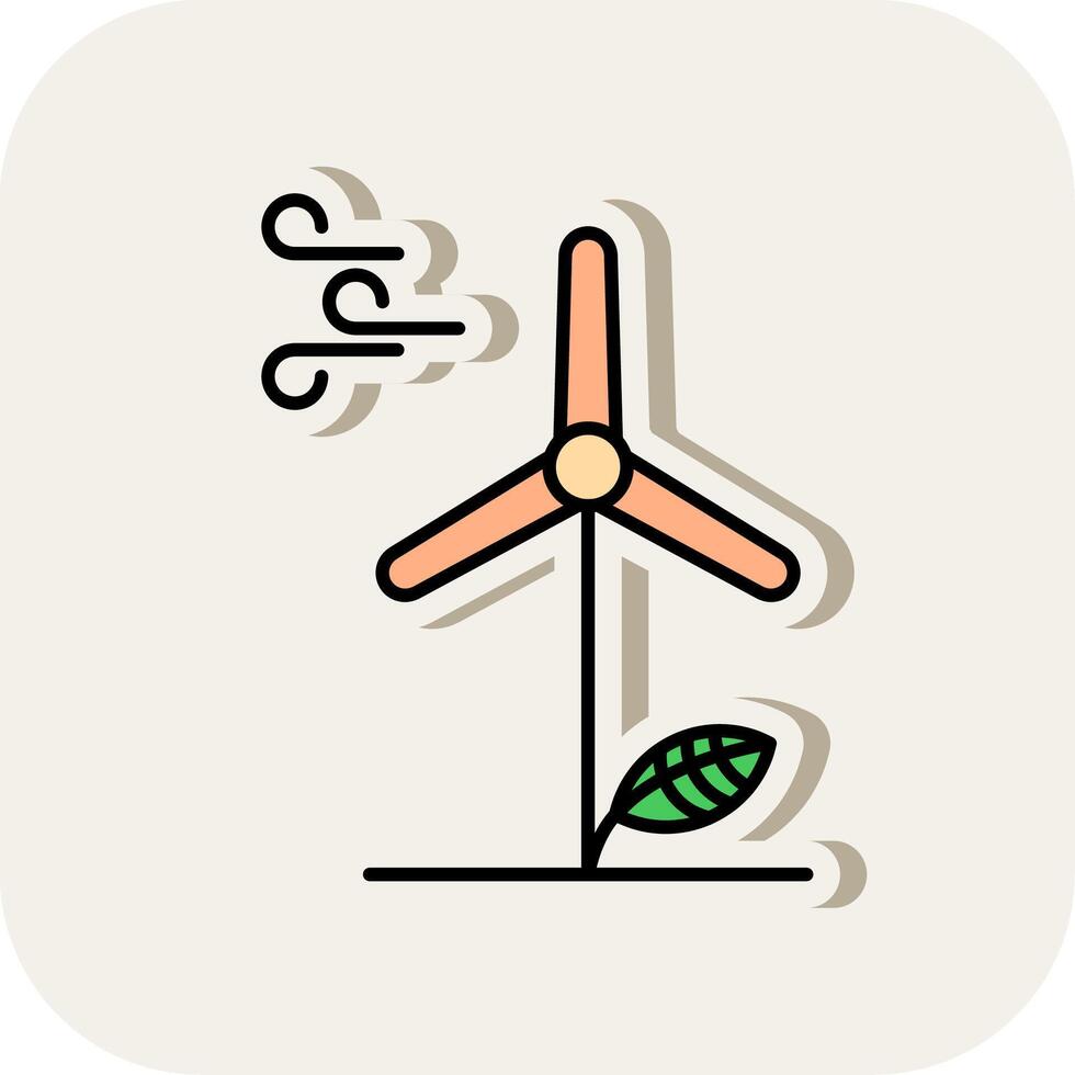 Wind Energy Line Filled White Shadow Icon vector