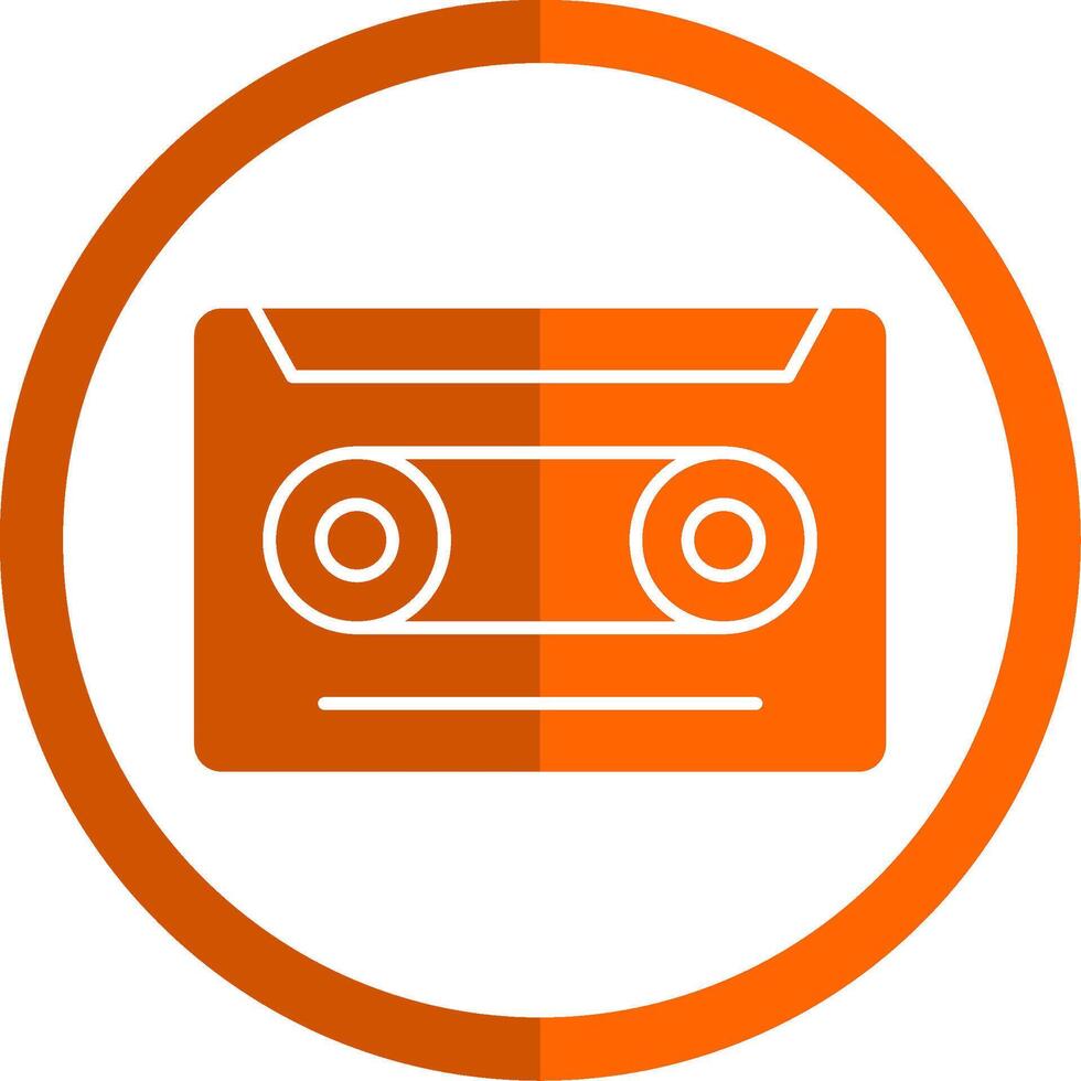 Cassette Glyph Orange Circle Icon vector