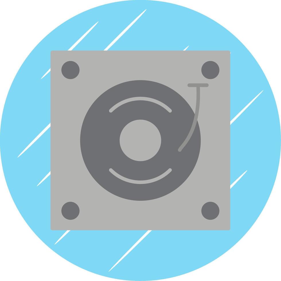 Turntable Flat Blue Circle Icon vector