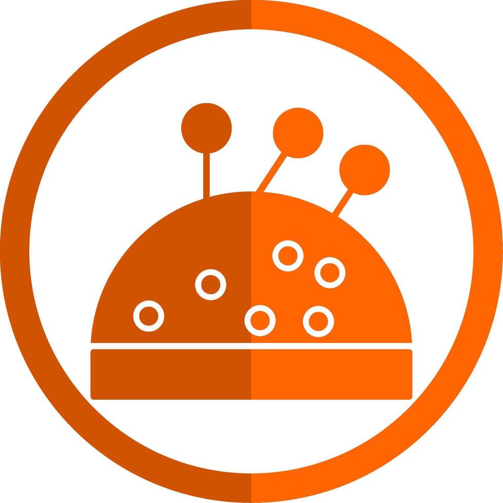 Pin Cushion Glyph Orange Circle Icon vector