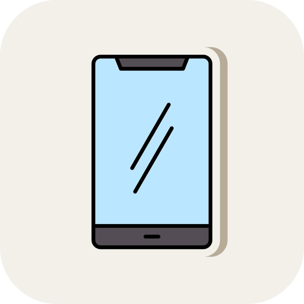 Mobile Phone Line Filled White Shadow Icon vector