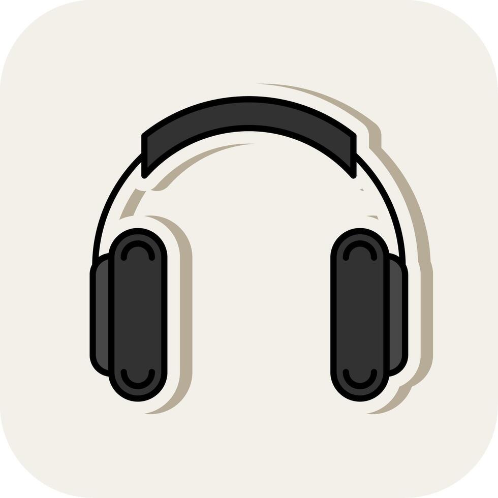 Headphones Line Filled White Shadow Icon vector