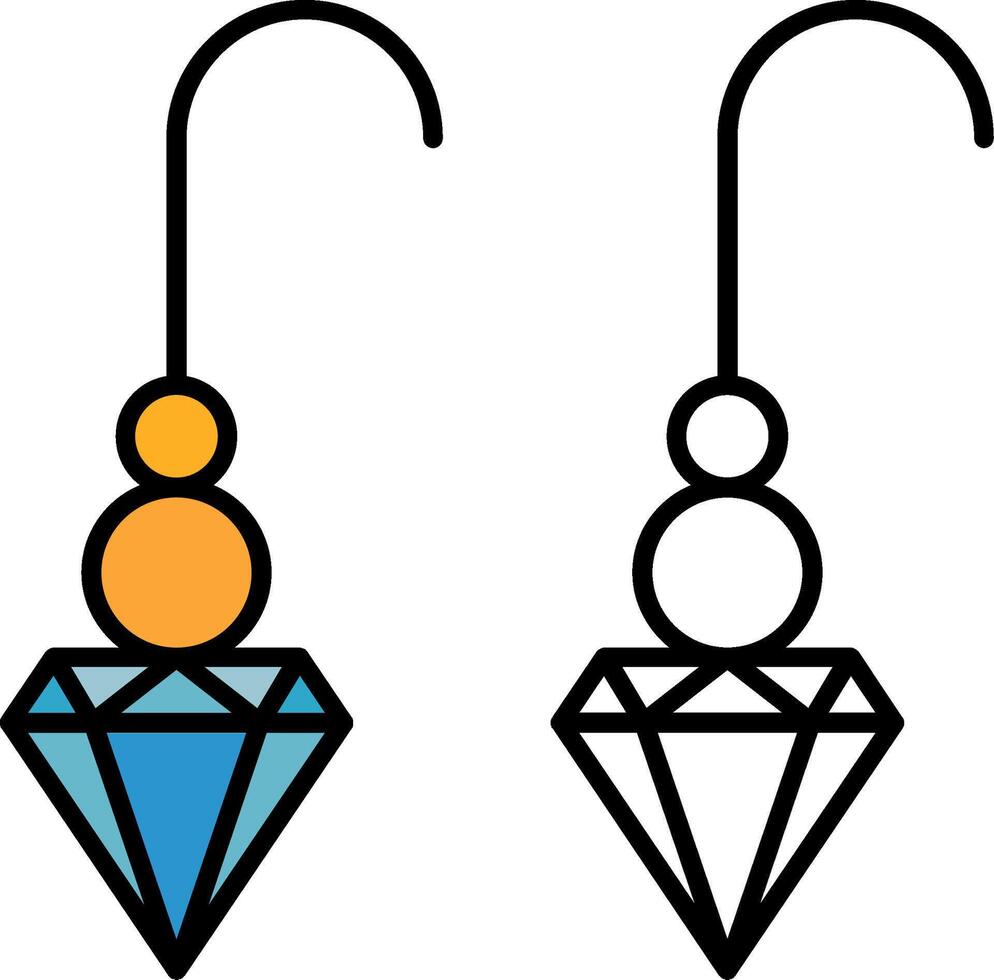 Round Earrings Filled Half Cut Icon vector