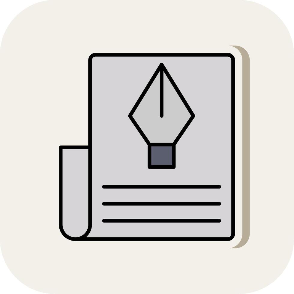 Document Line Filled White Shadow Icon vector