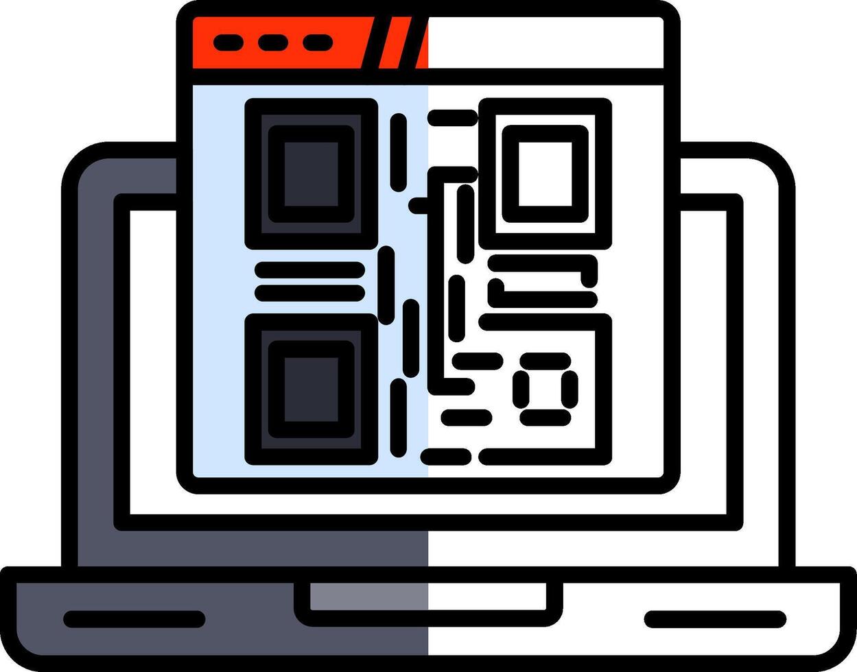 Qr Code Filled Half Cut Icon vector