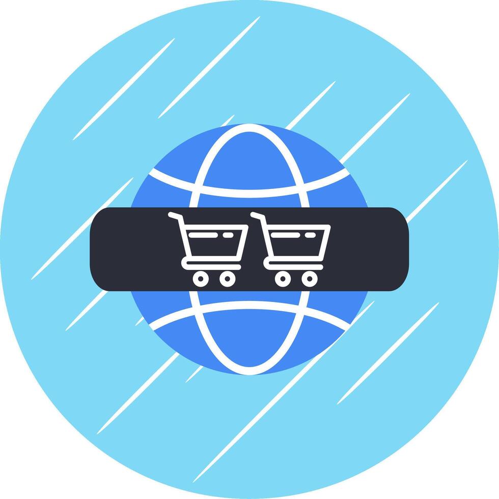 en línea compras plano azul circulo icono vector