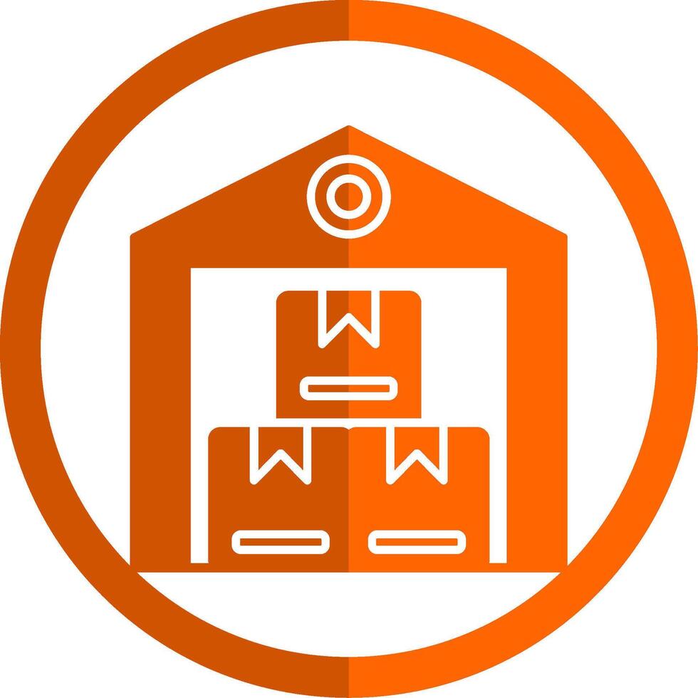 Warehouse Glyph Orange Circle Icon vector