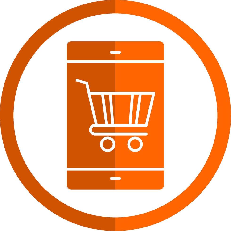 Online Shopping Glyph Orange Circle Icon vector